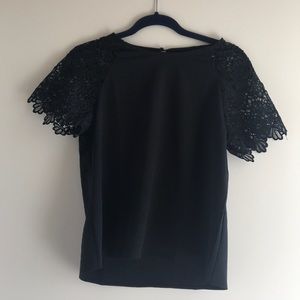 Black Lace-Sleeved Top